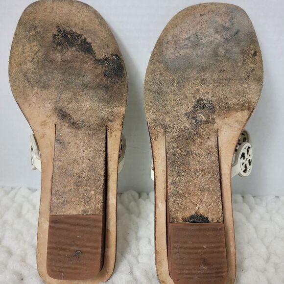 Tory Burch Tiny Miller 10mm Womens Sandals Size 6.5 Ivoiry Calf Leather Thong - Picture 10 of 10
